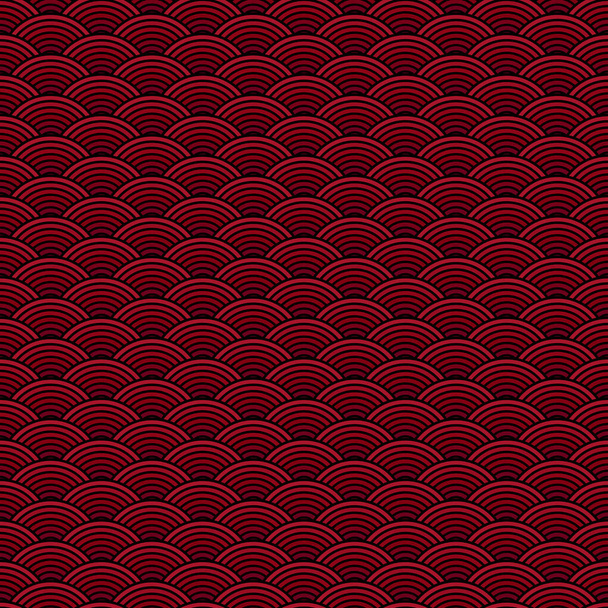 Onde motif rouge. Modèle de mer sans couture, fond asiatique abstrait. Poisson imprimé avec cercle
 - Vecteur, image