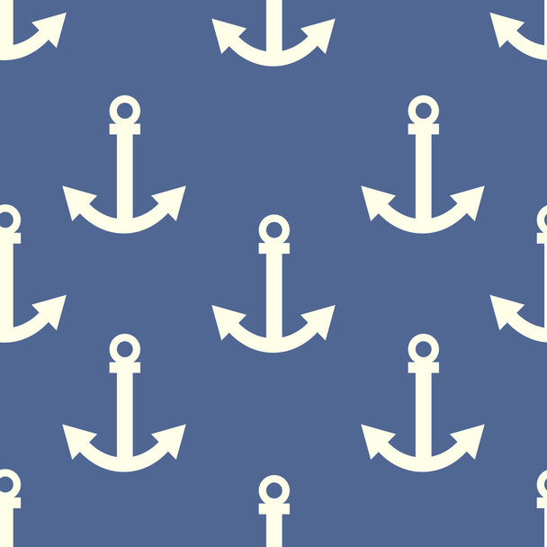 Vector Seamless Pattern of Anchors. Nautical Background. - Vektör, Görsel