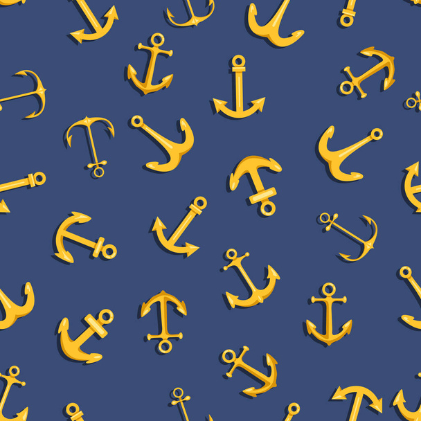 Vector Seamless Pattern of Anchors. Nautical Background. - Vector, Image