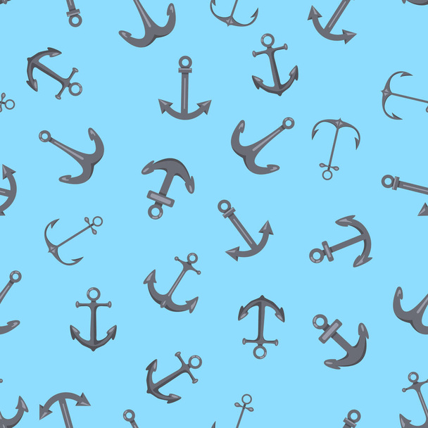 Vector Seamless Pattern of Anchors. Nautical Background. - Vecteur, image