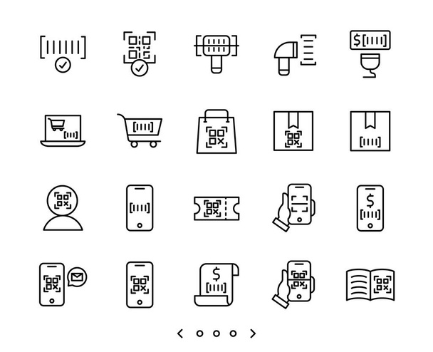 Barcode and QR code scan line icon set vector - Vector, Image