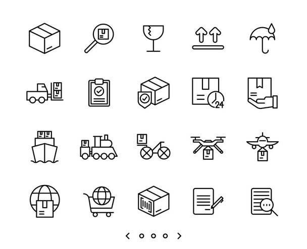 Shipping service and Delivery line icons vector - Vector, Image