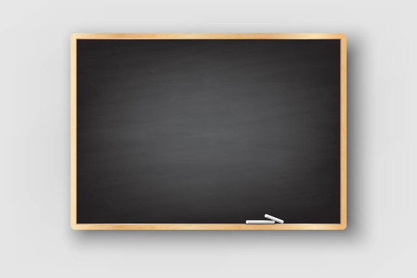 Blackboard háttér és fa keret, dörzsölte ki a piszkos tábla, vektor illustratio - Vektor, kép