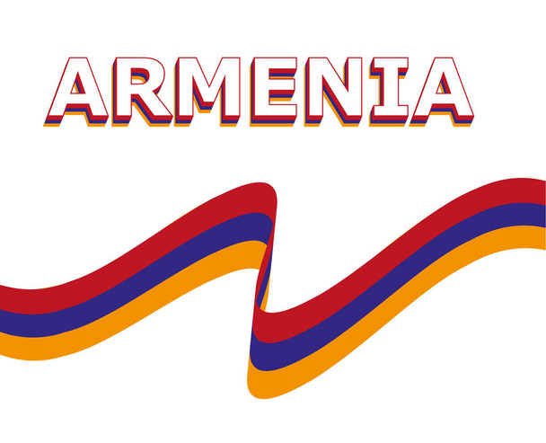 Wstążka z flagą wektora Armenia. Szablon projektu plakatu Dnia Niepodległości. eps - Wektor, obraz