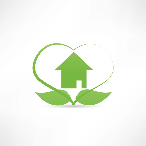 Ecological house and family icon - Vector, Image