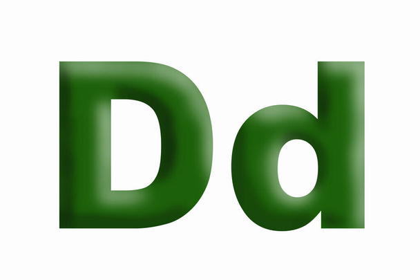 Літера алфавіту D, об'ємна літера, трав'янистий зелений, великий і малий
. - Фото, зображення