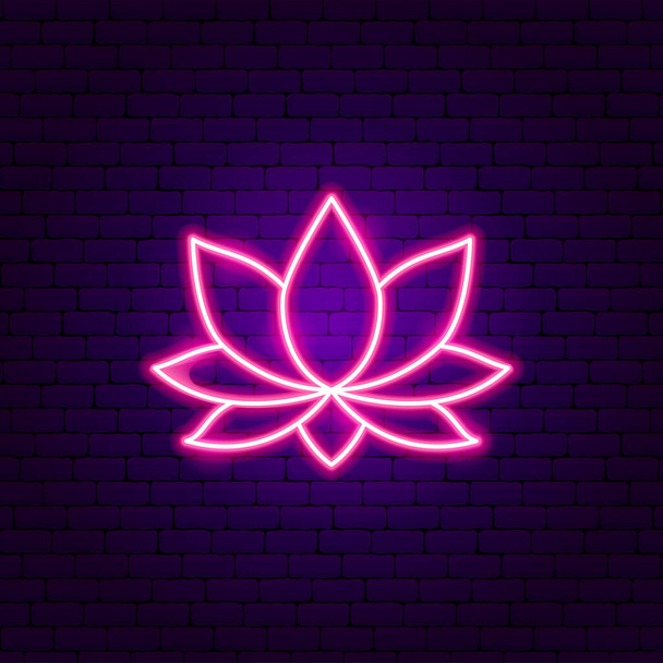 Neon Kwiat Lotosu. Wektorowe zilustrowanie promocji medytacji. - Wektor, obraz
