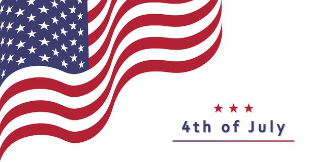 ΗΠΑ 4η Ιουλίου Ημέρα Ανεξαρτησίας ευχετήρια κάρτα με κυματίζει εθνική σημαία και λευκό φόντο - Διάνυσμα, εικόνα