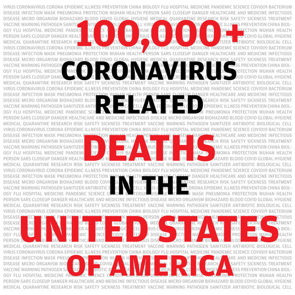 İstatistikler, COVID-19 Coronavirus vektör çizimine bağlı olarak Amerika Birleşik Devletleri 'nde 100,000' den fazla kayıp olduğunu gösteriyor. - Vektör, Görsel