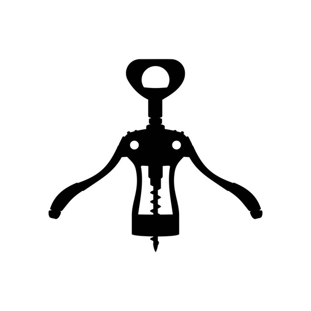 silhouette cavatappi - illustrazione piatta isolata su sfondo bianco. cavatappi in nero. strumento da cucina aprire la bottiglia. degustazione vini
 - Vettoriali, immagini