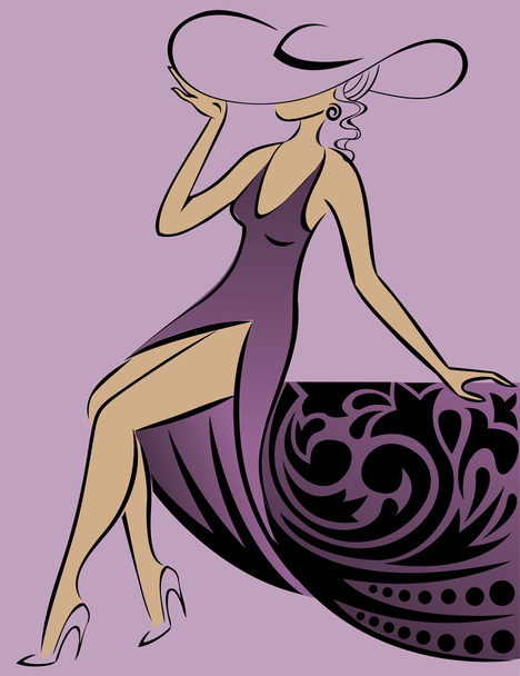 lila ruhás nő - Vektor, kép