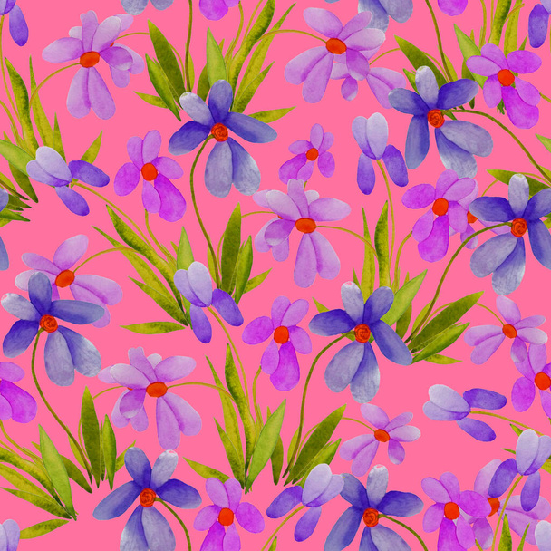Floral seamless pattern with watercolor flowers. Colorful nature background. Beautiful summer print. For any kind of a design. - 写真・画像