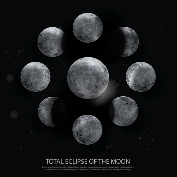 Ολική έκλειψη της απεικόνισης του διανύσματος Σελήνης - Διάνυσμα, εικόνα