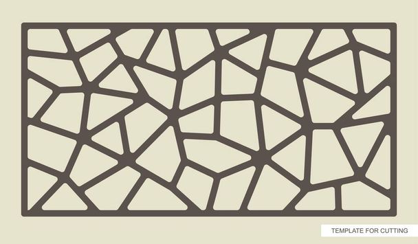 Quadro retangular com um padrão geométrico de linhas e triângulos. Modelo para corte a laser (cnc), escultura em madeira, corte de papel ou impressão. Ilustração vetorial.  - Vetor, Imagem