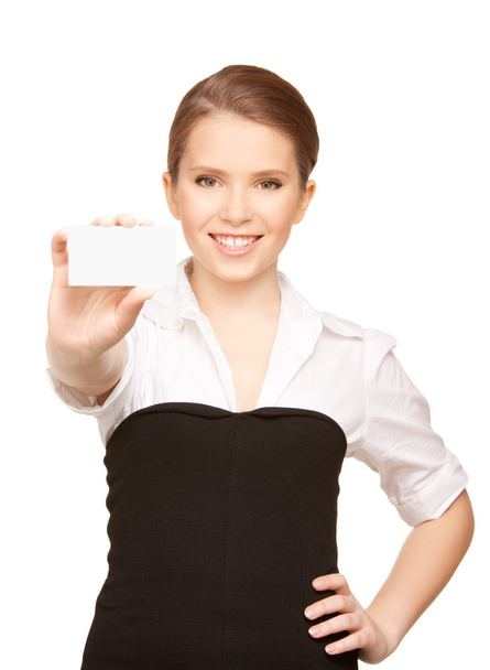 Woman with business card - Foto, Imagen
