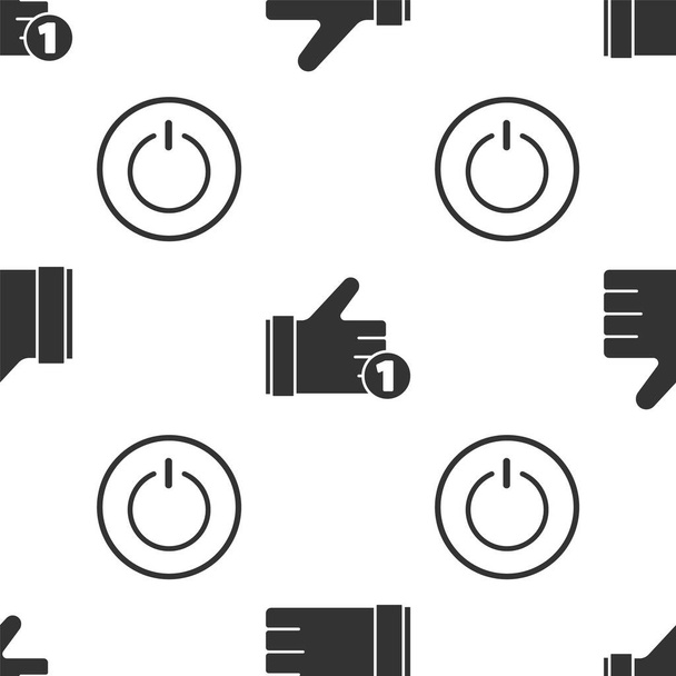 Set Hand like, Hand like and Power button on seamless pattern. Vector - Vector, Image