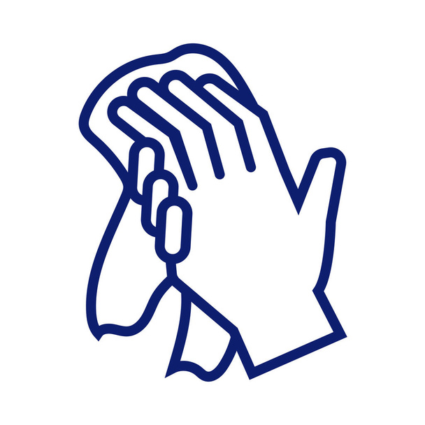 hands washing with towel line style icon - Vector, Image