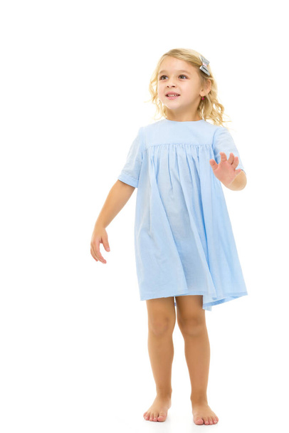 Little girl in an elegant dress.The concept of a happy childhood, healthy lifestyle. - Φωτογραφία, εικόνα