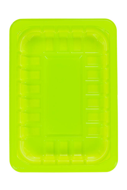utiliser les déchets plasticgreen des emballages alimentaires sur fond blanc
 - Photo, image
