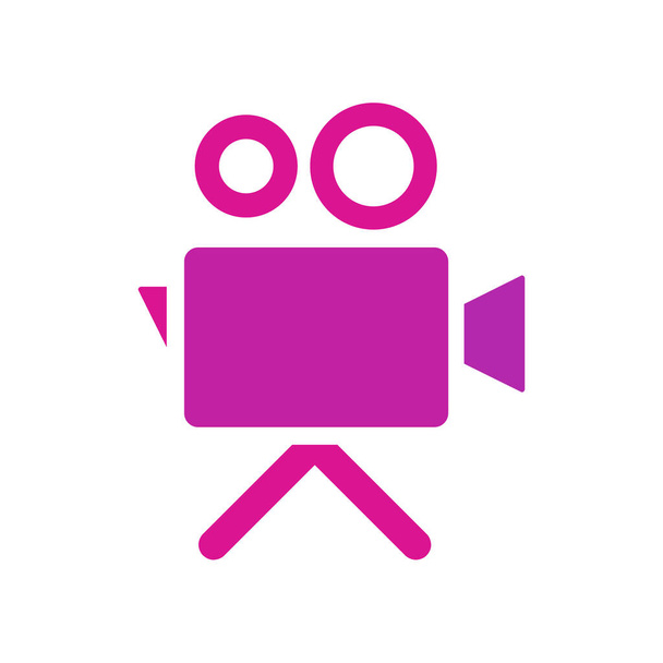 Tech-Online-Video-Zeichen-Symbol. Videokamera mit dem Text. Illustration eines Camcorder-Schildes im flachen Minimalismus-Stil. - Vektor, Bild
