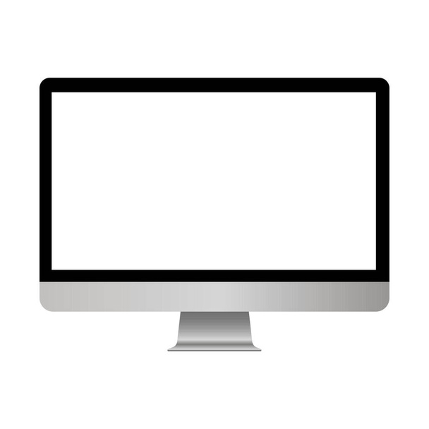 黒い枠線のグレーのコンピューターモニター - ベクター画像