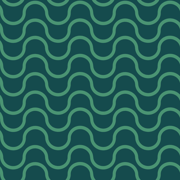 Seamless repeating pattern wavy lines on greenish blue background - Vektör, Görsel