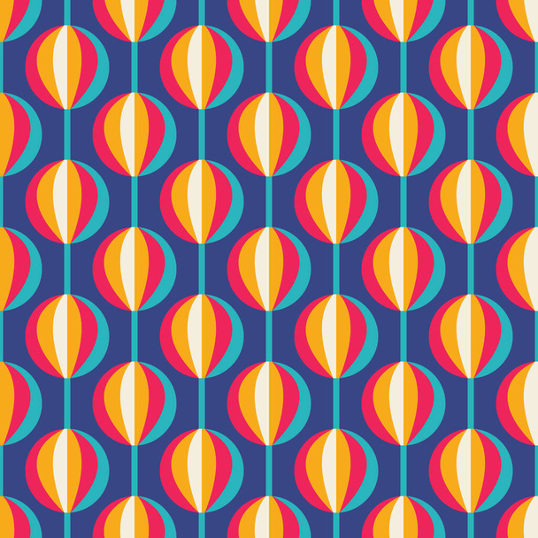 Background Mid-century modern style vector art. Abstract geometric seamless pattern. Decorative ornament in retro vintage design style. Blue, red, orange, beige colors. Atomic stylized backdrop.  - Vector, Image