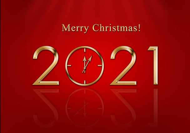 Bonne année 2021. Nouvel An Horloge. Carte de Noël
 - Photo, image