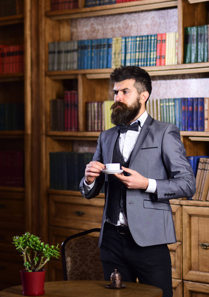 Fashion and style concept. Formal outfit, bow tie, vintage and male fashion - Zdjęcie, obraz