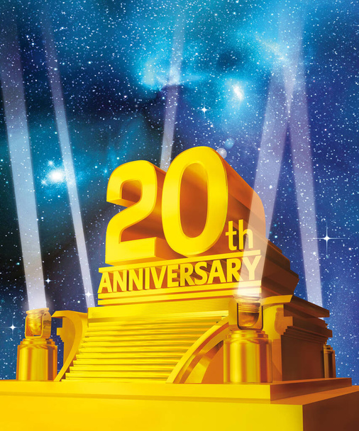 20e anniversaire d'or sur la plate-forme sur fond de galaxie
 - Photo, image