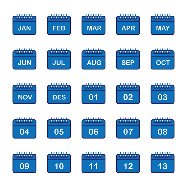 Zestaw ikon wektorowych kalendarza, Czarna ilustracja izolowana dla projektu graficznego i webowego, - Wektor, obraz