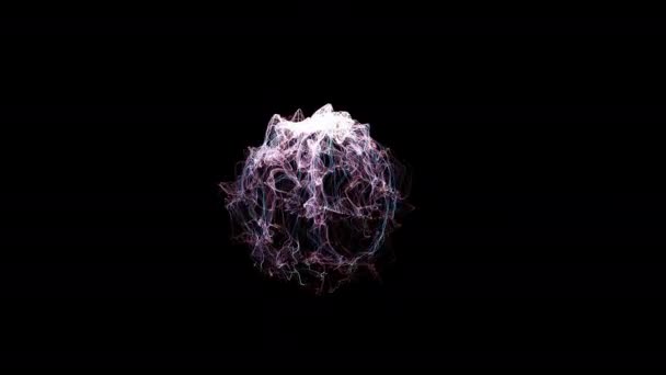 Cadenas abstractas de bola de esfera de energía de luz caótica, Relámpago fractal de animación, Llamas digitales, Cuerdas de diseño artístico de energía caótica
  - Metraje, vídeo