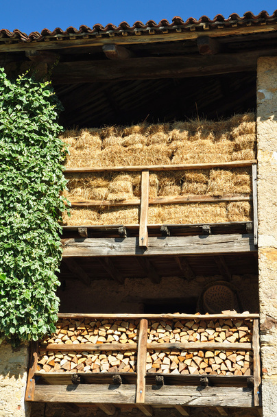 ahşap ve saman kış için stok - Fotoğraf, Görsel