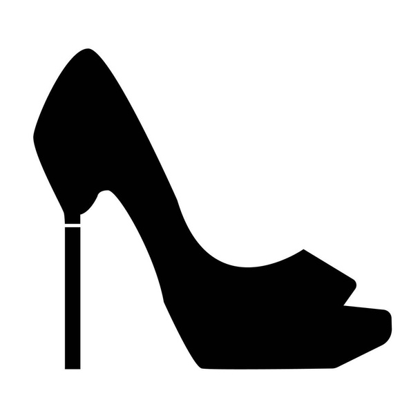 白い背景にハイヒールのポンプの靴のアイコン。フラットなスタイル。ハイヒールの靴のシンボル。靴のサイン.  - ベクター画像