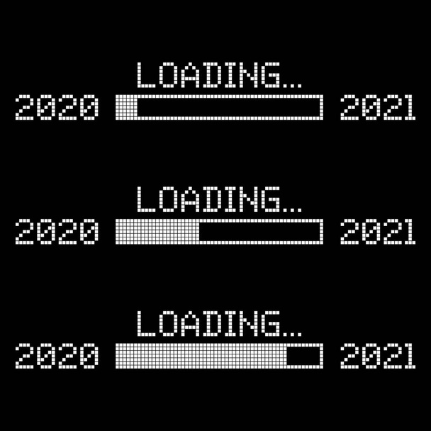 Establecer barra de progreso pixelada que muestra la carga de 2021
 - Vector, imagen