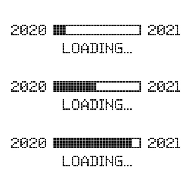 Definir barra de progresso pixelizada mostrando carregamento de 2021
 - Vetor, Imagem