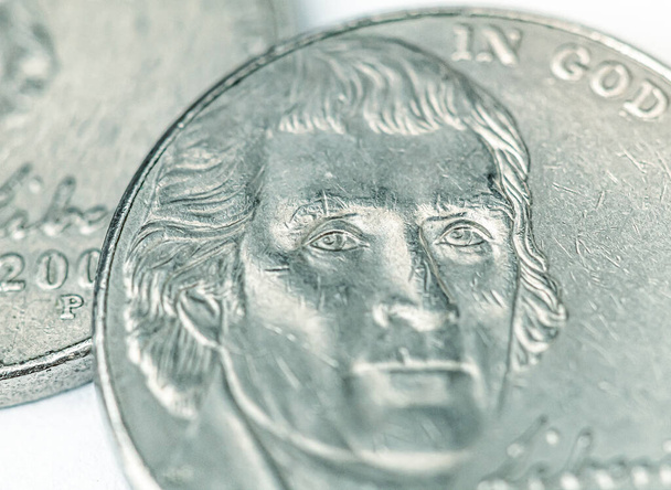 Close up of american coins. Economy and financial concept - 写真・画像