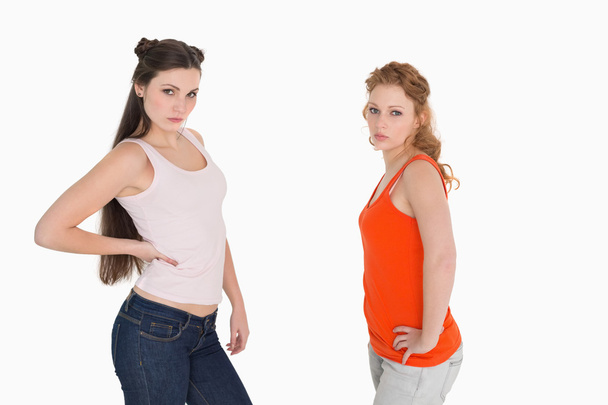 Unhappy female friends not talking after argument - Photo, image