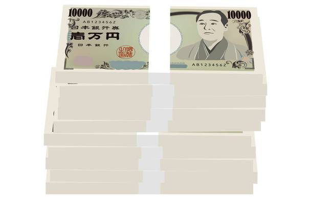Ilustração de um maço de 10 milhões de ienes que não está devidamente organizado
 - Vetor, Imagem