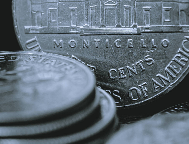Close up of american coins. Economy and financial concept - Photo, Image
