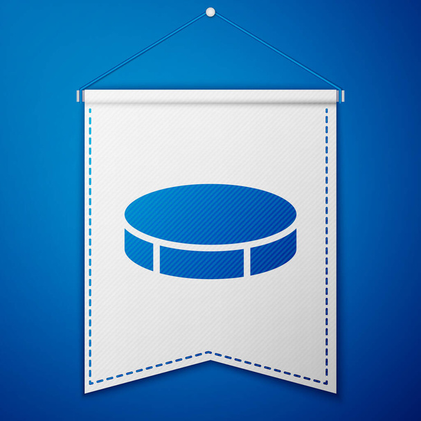 Icono de disco de hockey azul aislado sobre fondo azul. Equipamiento deportivo. Plantilla de banderín blanco. Ilustración vectorial
 - Vector, imagen