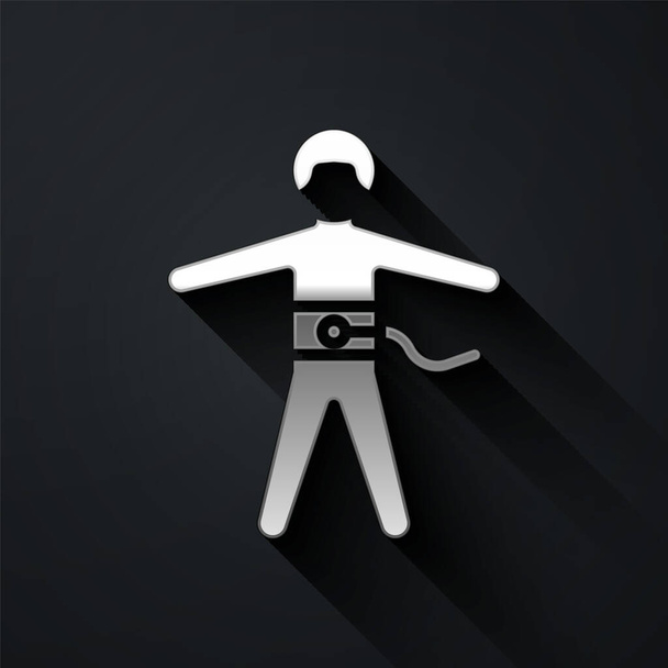 Silver Bungee jumping icon isolated on black background. Long shadow style. Vector Illustration - Vector, Image