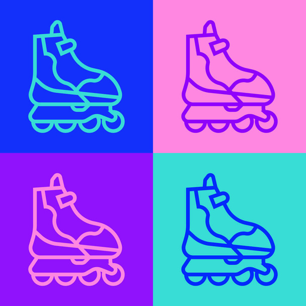 Pop art γραμμή Roller skate εικονίδιο απομονώνονται σε φόντο χρώμα. Εικονογράφηση διανύσματος - Διάνυσμα, εικόνα