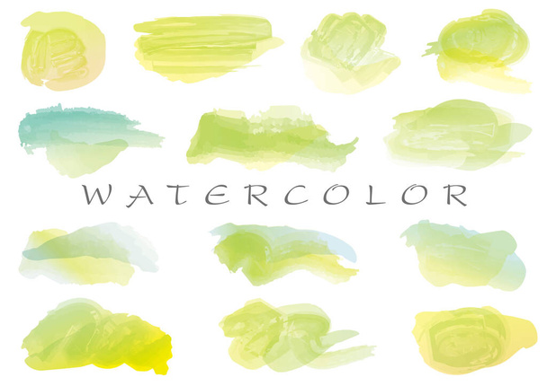Set Of Vector Watercolor Brush Stroke Backgrounds Isolated On A White Background.  - Vektör, Görsel