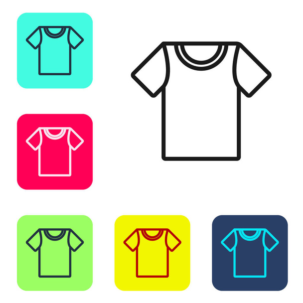 Black line T-shirt icon isolated on white background. Set icons in color square buttons. Vector Illustration - Vektor, obrázek