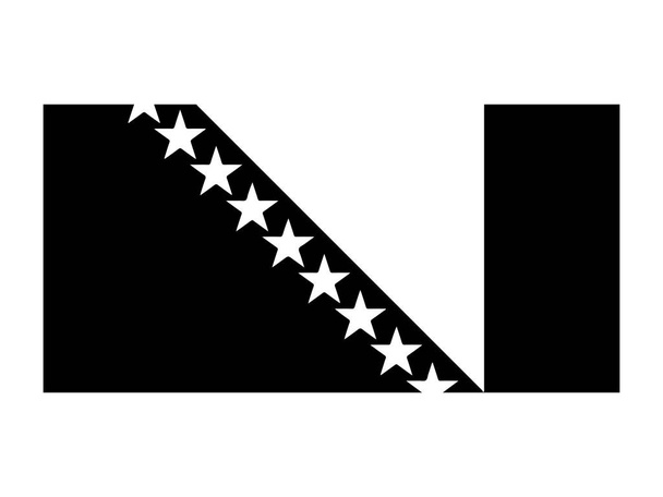 Bósnia e Herzegovina Bandeira Preto e Branco. Banner do Emblema Nacional do País. Monocromático Grayscale EPS Vector File
. - Vetor, Imagem