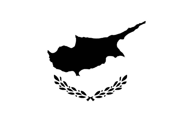 Ciprus zászló fekete-fehér. Country National Emblem Banner. Monokróm szürkeárnyalatú EPS vektor fájl. - Vektor, kép