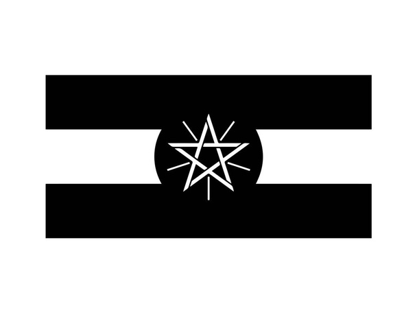 エチオピア国旗黒と白。カントリー・ナショナル・エンブレム・バナー。モノクロームグレースケールEPSベクトルファイル. - ベクター画像