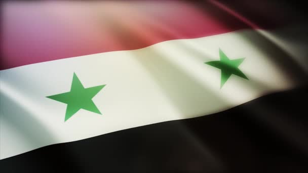 4k Syria Narodowa flaga zmarszczki wiatr w syryjskim bezszwowym tle pętli. - Materiał filmowy, wideo