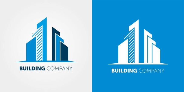 vector abstract blue icon, logo building silhouette isolated - Vector, Image